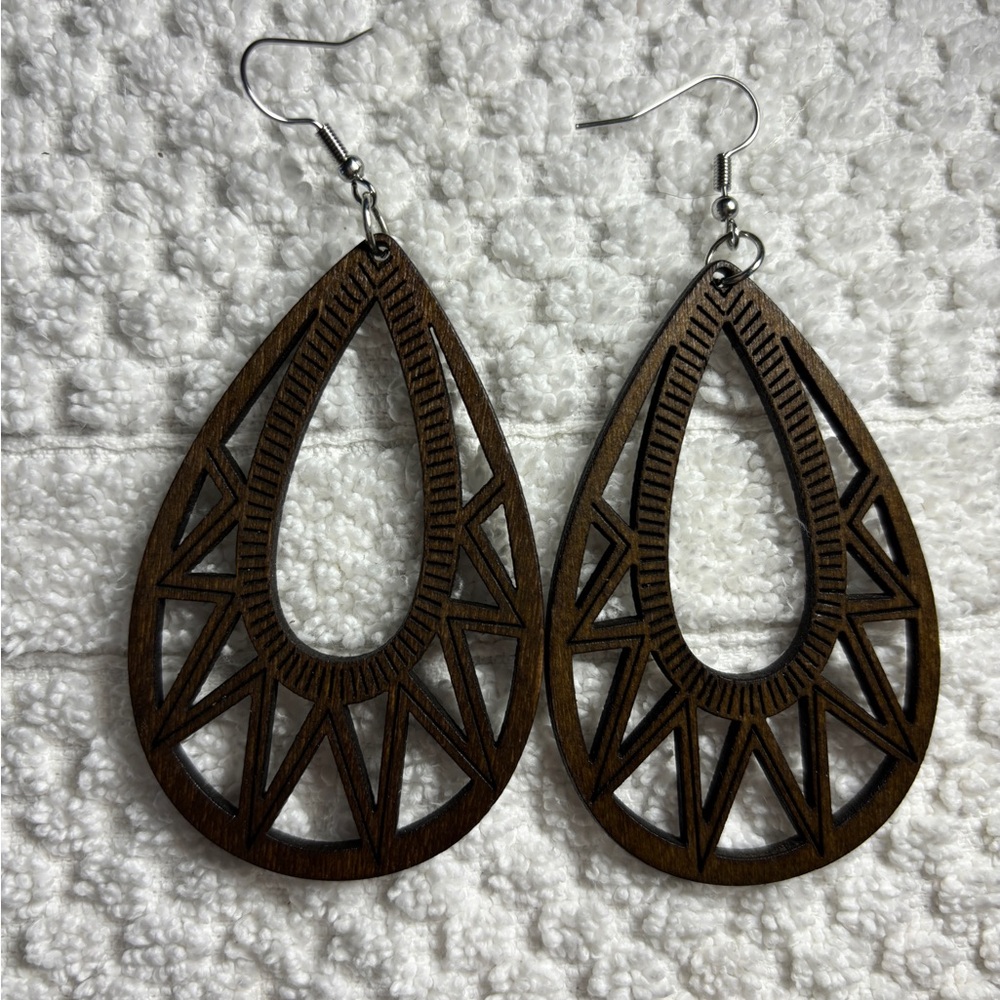 Wooden cut out earrings